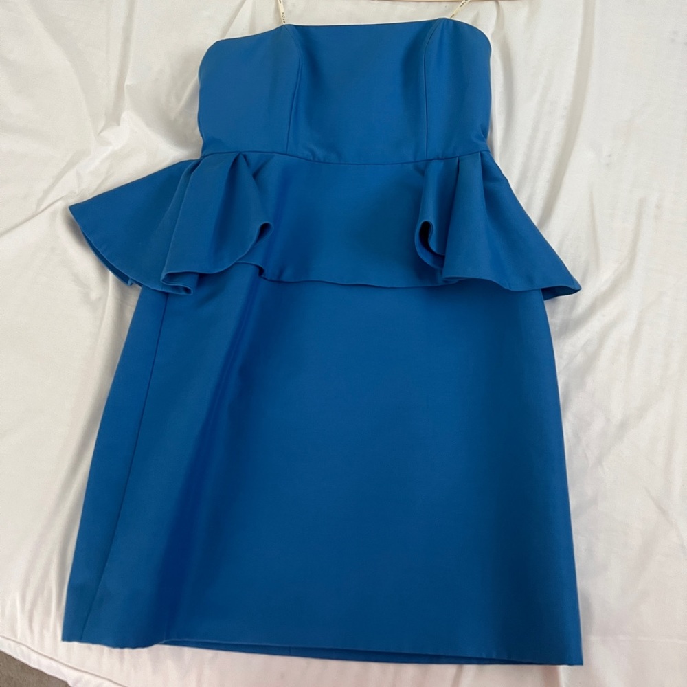 Halston Heritage Blue Peplum Mini Dress